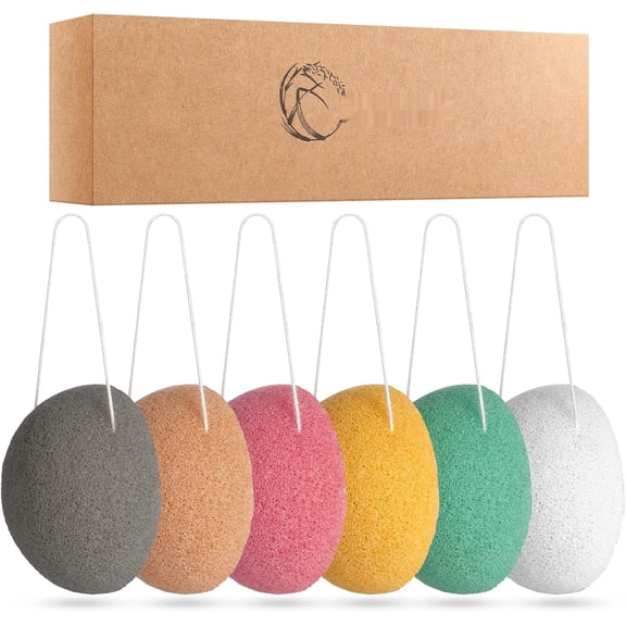 Organic Konjac Cleansing Facial Sponges Set - Gentle Exfoliating Konjac Sponge Scrubbers Face Body Washing with Activated Charcoal, Natural Skincare Tools Oily Dry Combination Sensitive Skin