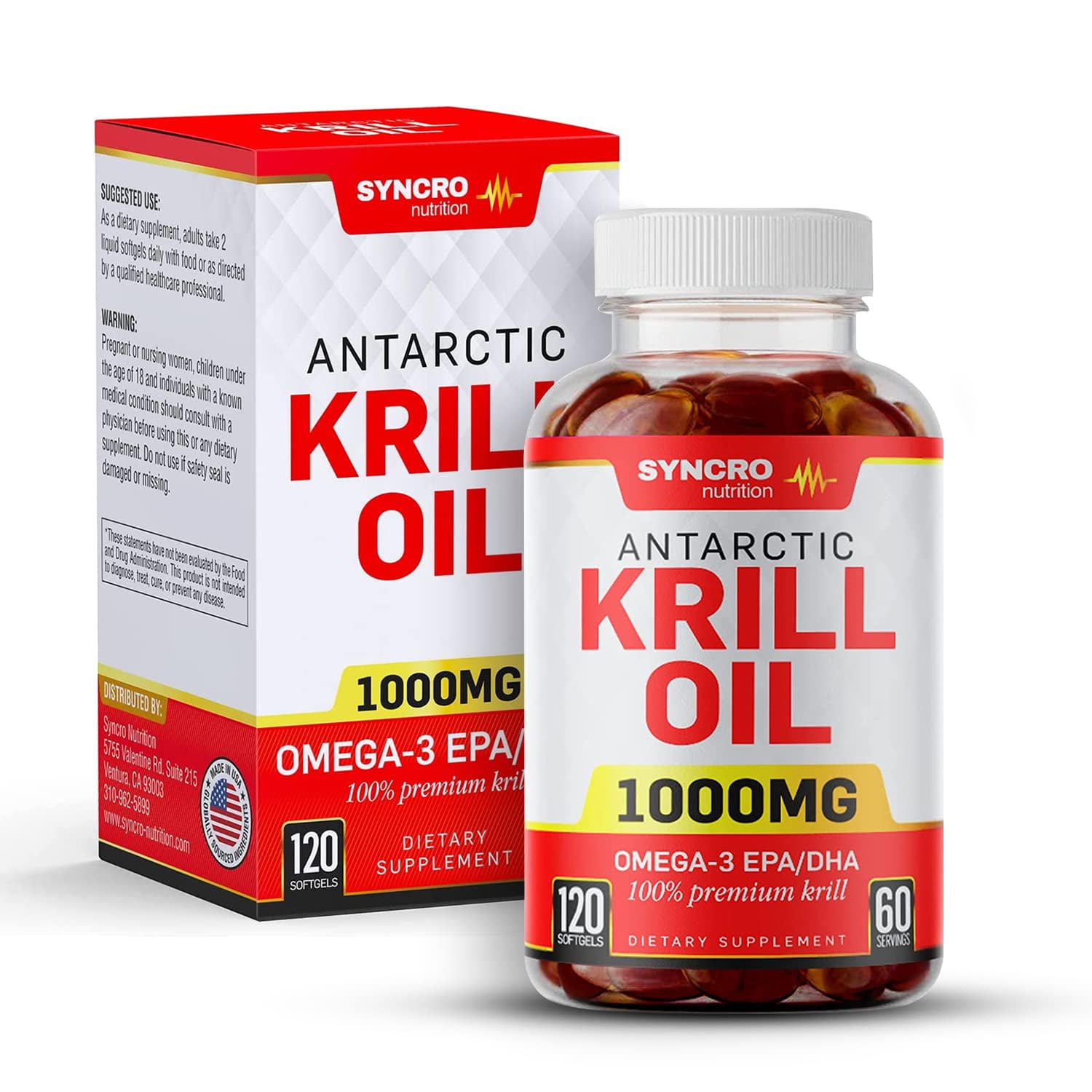 Organic Krill Oil Supplement with Omega3s EPA, DHA, Astaxanthin and