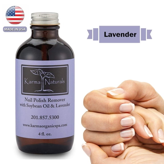 Karma Organic Nail Polish Remover, Soybean Oil & Lavender Oil, Non-Toxic, Vegan, Cruelty-Free, Acetone-Free, Purple, 4 fl oz