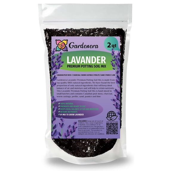 Organic Lavender Soil Mix by Gardenera Labs - Provide The Best Growing Medium for Your Plants - 2 QUARTS