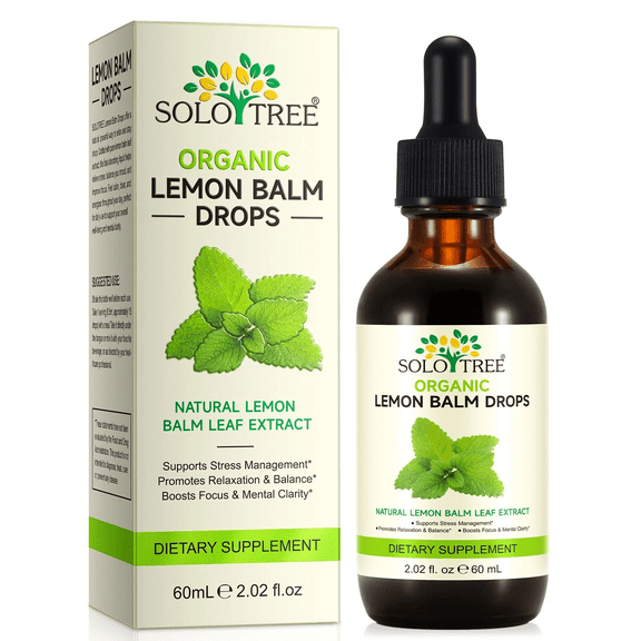 Organic Lemon Balm Liquid Drops, Pure Lemon Balm Leaf Extract Herbal Dietary Supplement, Botanical Tincture for Adults, 2 fl oz / 60 mL