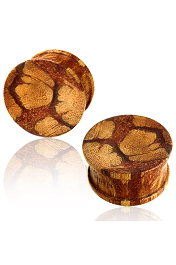 Organic Liana Wood Double Flared Saddle Ear Plugs, Pair