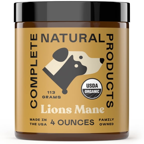 Organic Lion's Mane Mushroom for Pets - 4oz - Pure Organic Lion's Mane Mushroom by Complete Natural Products