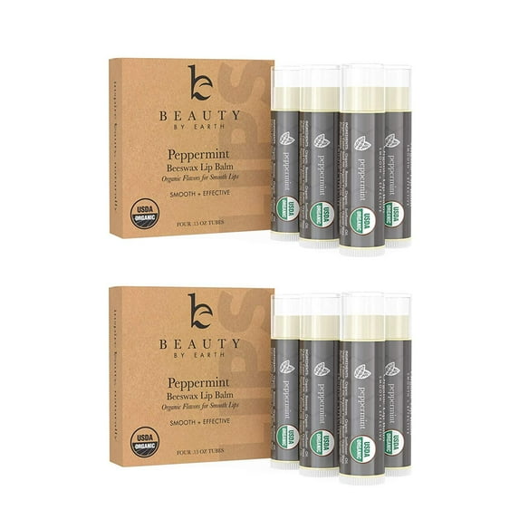 Organic Lip Balm Peppermint - 4 Pack of Natural Lip Balm, Lip Moisturizer, Lip Treatment for Dry Lips, Lip Care Gifts for Women or Men, Lip Repair, Organic Chapstick for Soft Lips (2 pack)
