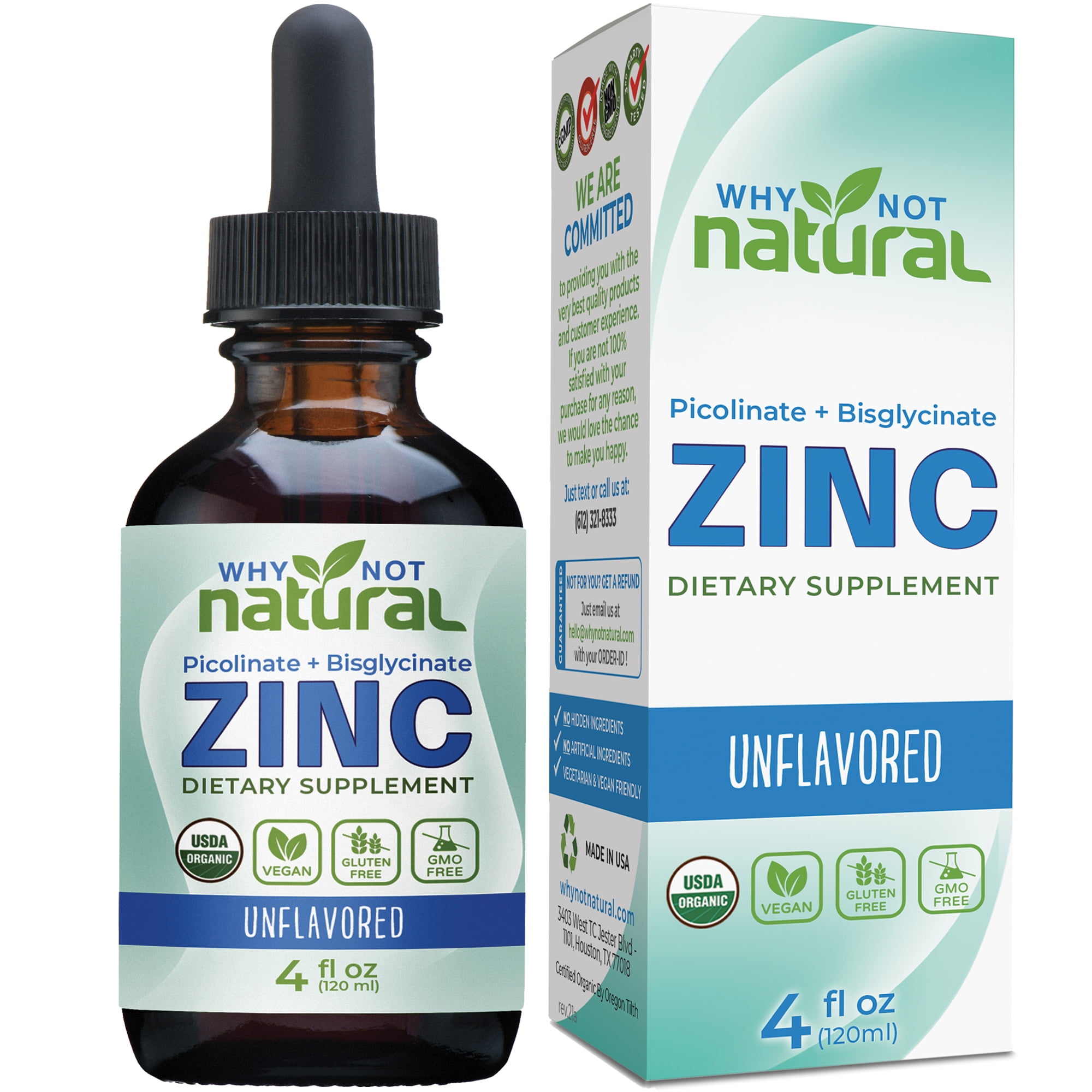 Organic Liquid Zinc Drops Supplement with Zinc Picolinate and