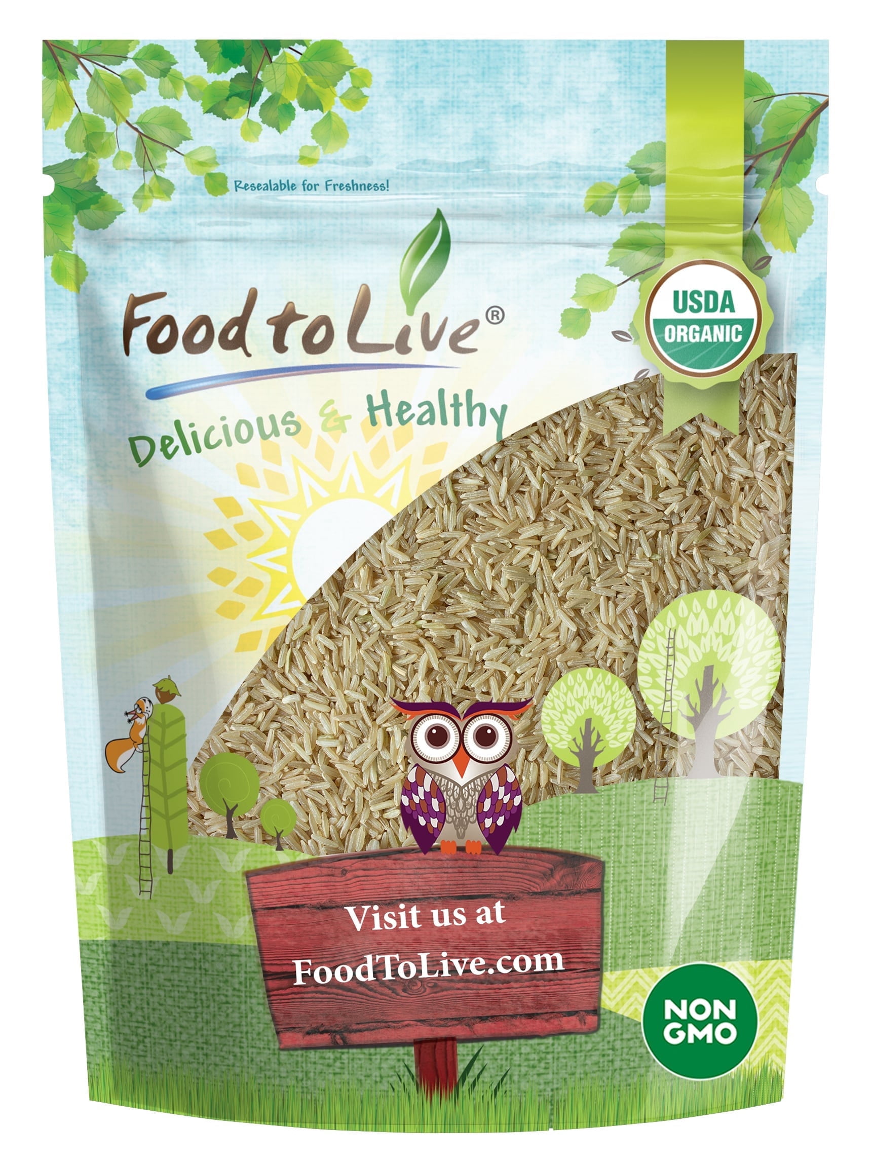 Organic Long Grain Brown Rice, 3 Pounds — Non-GMO, Raw, Vegan, Kosher — by Food to Live