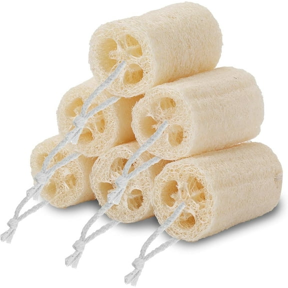 Organic Loofah Sponge 6-Pack Natural Exfoliating Body Scrubber for Women & Men, Shower & SPA Skin Care, Eco-Friendly Bath Pouf