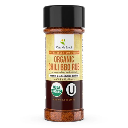 Organic Low FODMAP Spice Mix (Chili BBQ Rub) - No Onion No Garlic, Gluten Free, No Sodium, No Carb, Keto, Paleo, Kosher