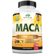Organic Maca Root Black, Red, Yellow 1900 mg per serving - 150 Vegan Capsules Peruvian Maca Root Gelatinized