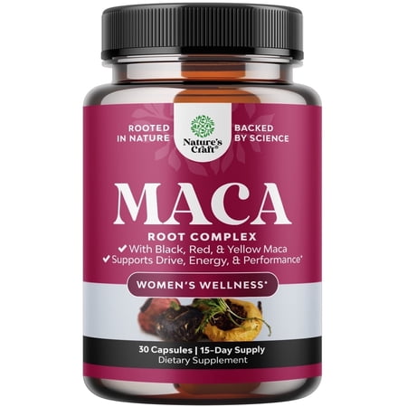 Nature’s Craft Organic Maca Root Capsules for Women, Potent Herbal Supplement, 30 Count