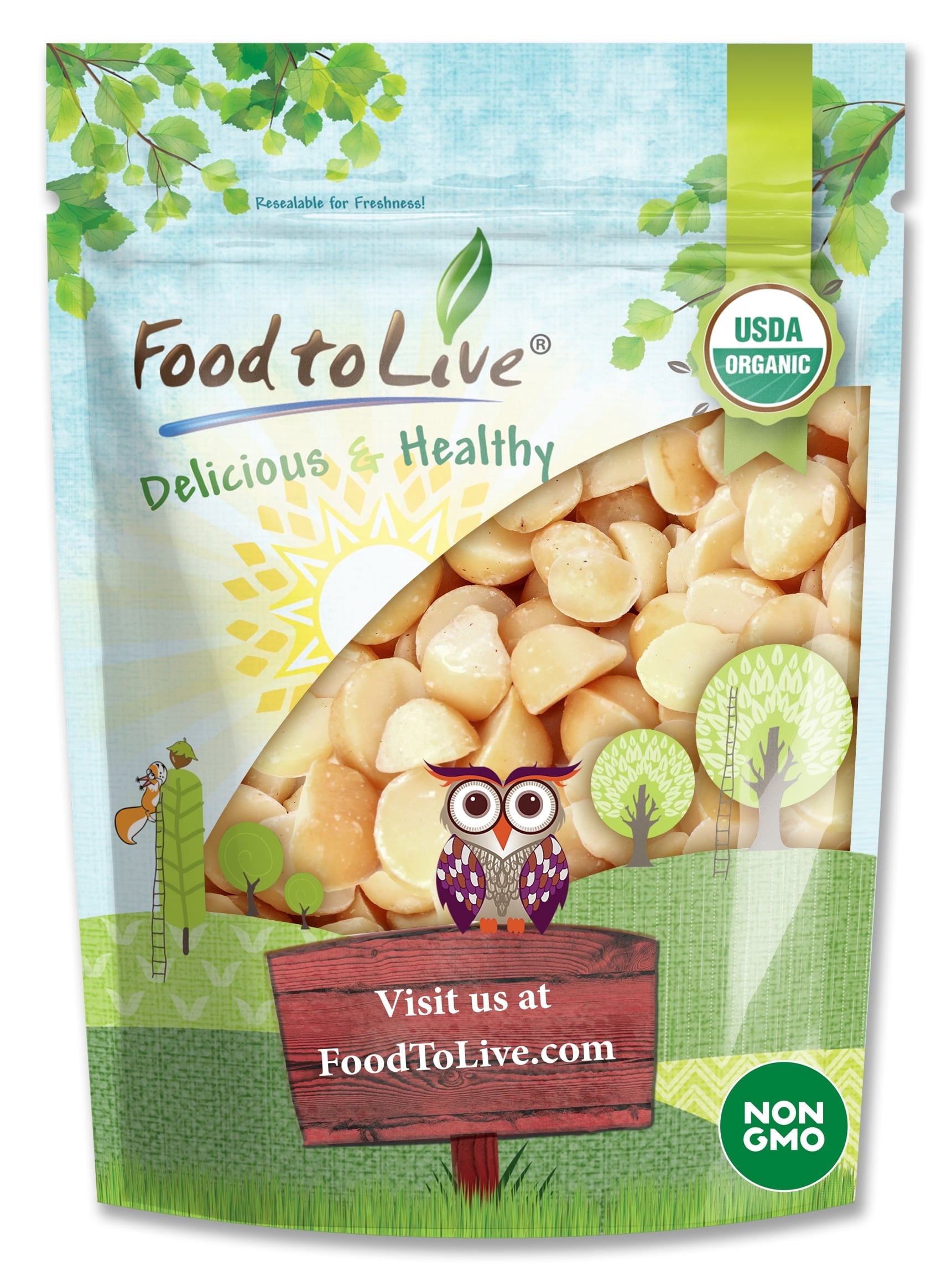 Organic Macadamia Nut Halves and Pieces, 2 Pounds — Non-GMO, Kosher, Raw, Vegan — by Food to Live
