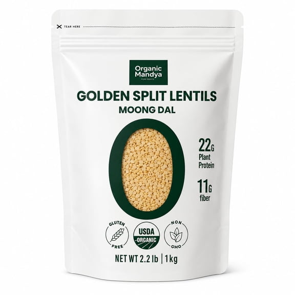 Organic Mandya Golden Split Lentils 1Kg | Premium Split Green Gram Dal | Protein Rich Yellow Moong Dal for Khichdi, Dal & Daily Cooking