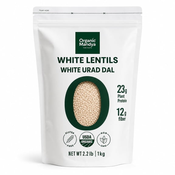 Organic Mandya White Lentils 1 Kg | Premium Split Black Gram Dal | Protein Rich Dal for Idli, Dosa, Vada & Daily Cooking