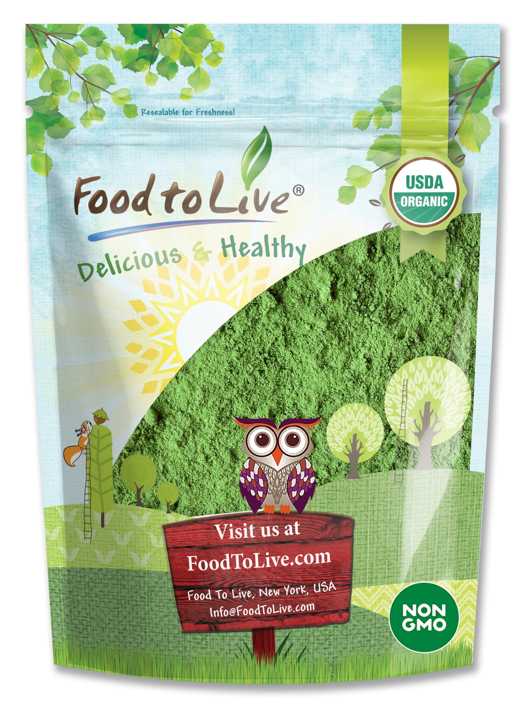 Organic Matcha Green Tea Powder, 0.25 Pounds — Non-GMO, Raw, Vegan, Kosher — by Food to Live