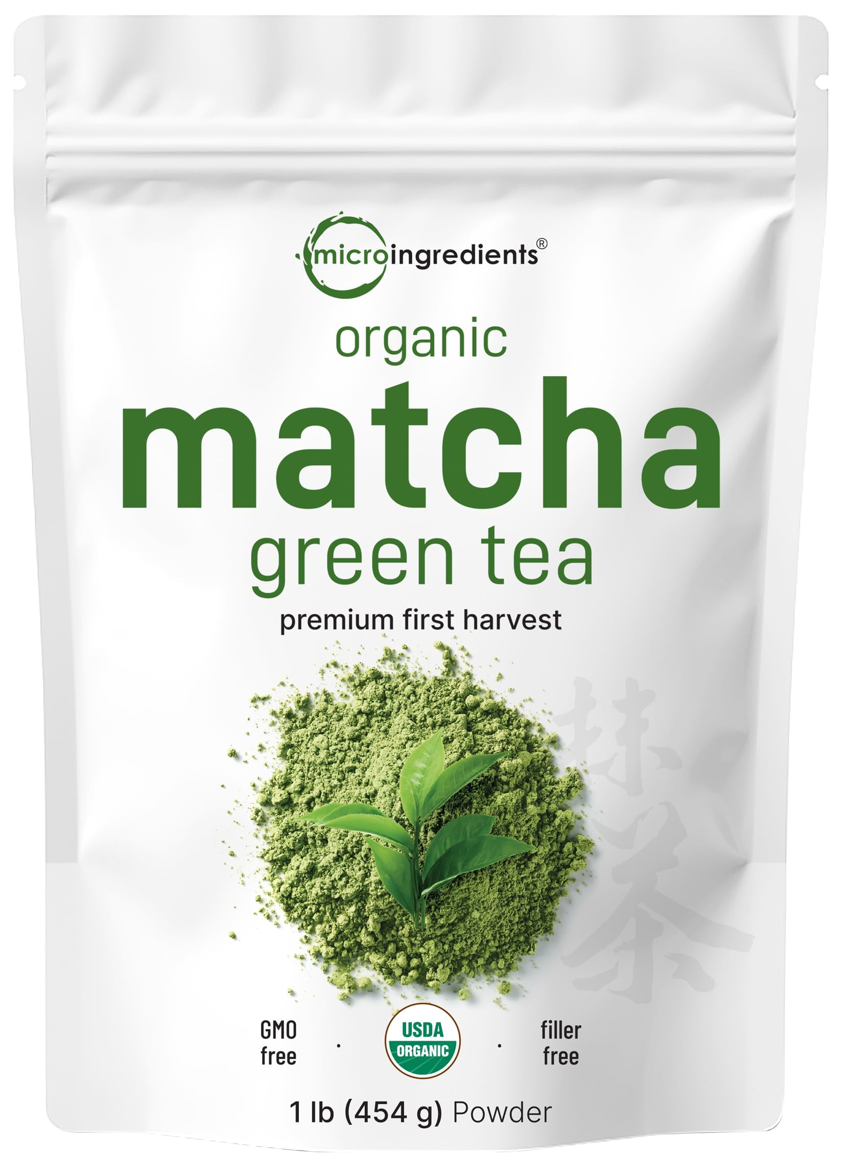 Organic Matcha Green Tea Powder, 1Lb | Premium First Harvest Japanese For Daily Beverage | 100% Pure Culinary Grade | No Sugar, Eco-Friendly Recyclable Bags