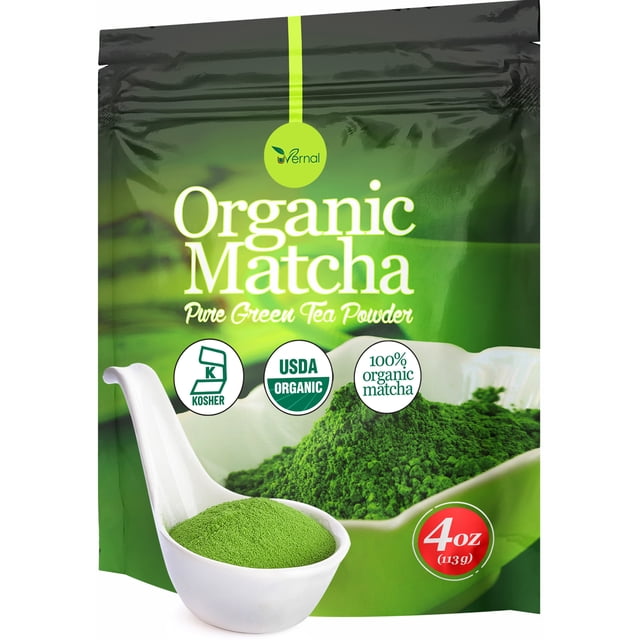 Organic Matcha Green Tea Powder (4 Oz) - 100% Pure Matcha for Smoothies Latte and Baking Easy to Mix