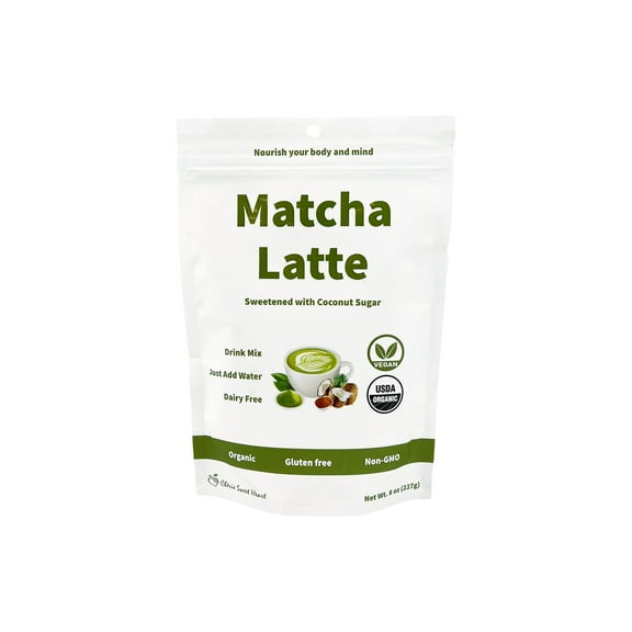 Organic Matcha Latte Powder 8oz/227g Sweetened with Coconut Sugar, Delicious Natural Energy Drink by Cherie Sweet Heart