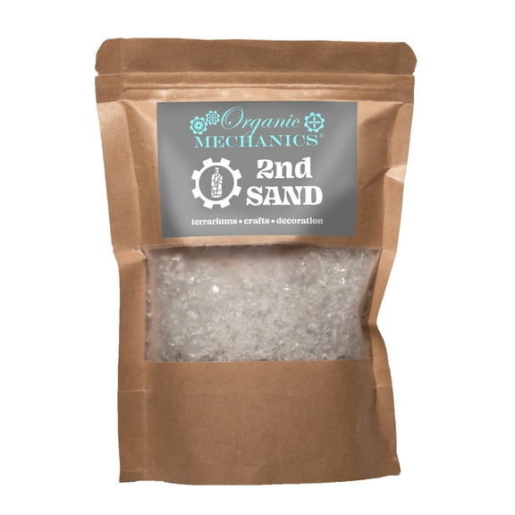 Organic Mechanics 2nd Sand - Clear White Recycled Glass, 1lb - Eco-Friendly Filler for Terrariums, Crafts, Dcor, Planters & DIY Art - Made from Crushed Bottles - Sustainable & Handcrafted in USA