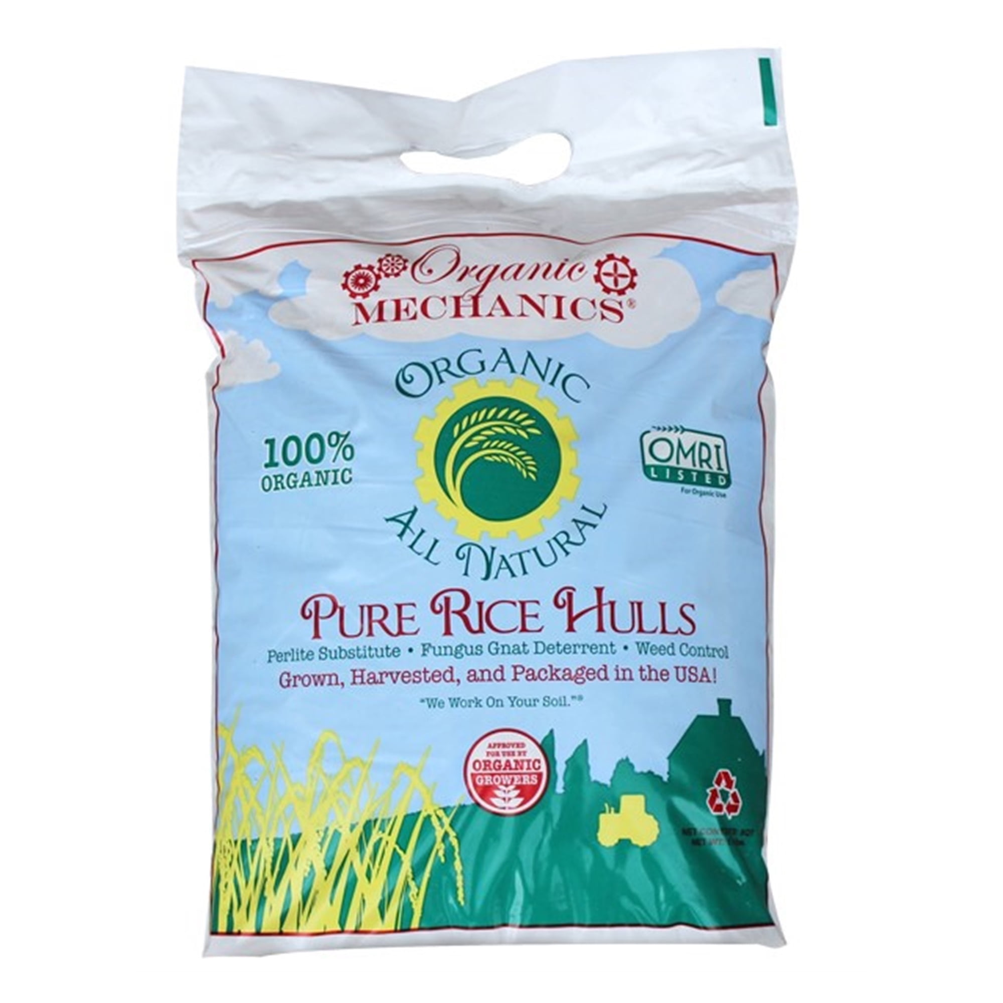Organic Mechanics All Natural Pure Rice Hulls Perlite Substitute, 8qt