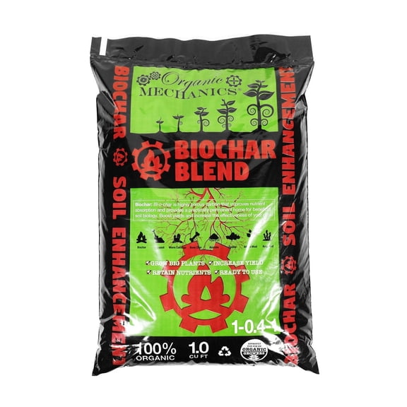 Organic Mechanics Biochar Blend Soil Enhancement for Nutrient Absorption, 1cu ft