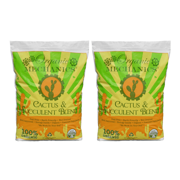 Organic Mechanics Cactus and Succulent Blend Potting Soil, 8 qt (Pack of 2) Well-Drained Organic Mix Enhances Plant and Root Growth with Biochar, Rice Hulls, and Worm Castings - Peat-Free & Eco-Fr