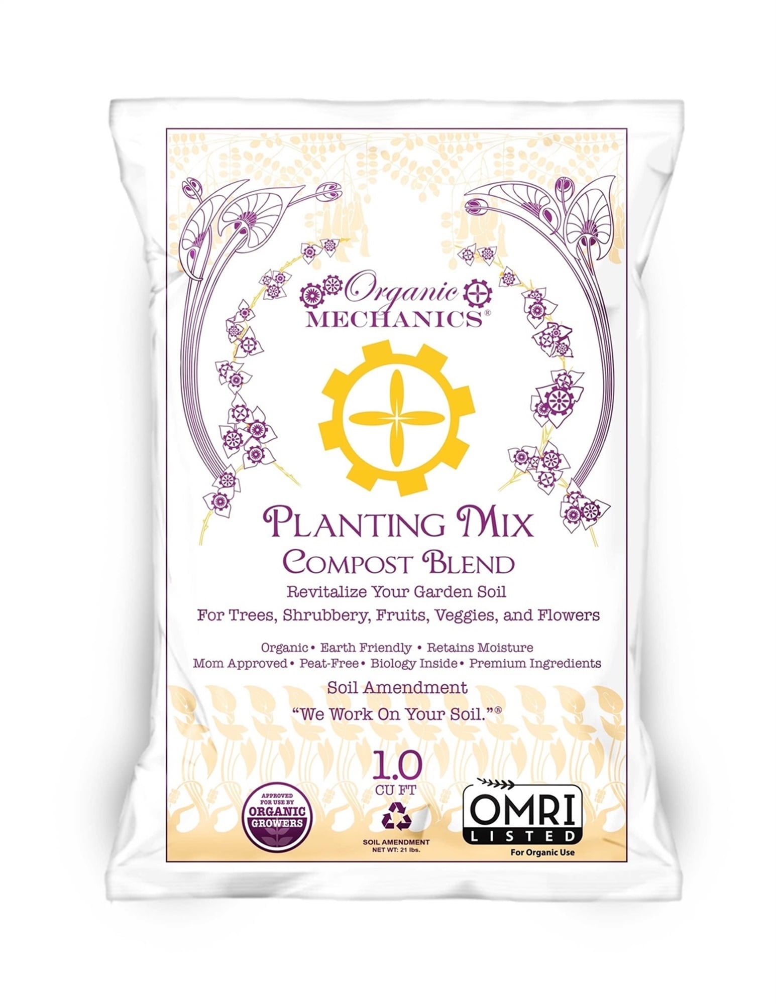 Organic Mechanics Planting Mix Compost Blend Soil Amendment, 1 cu ft