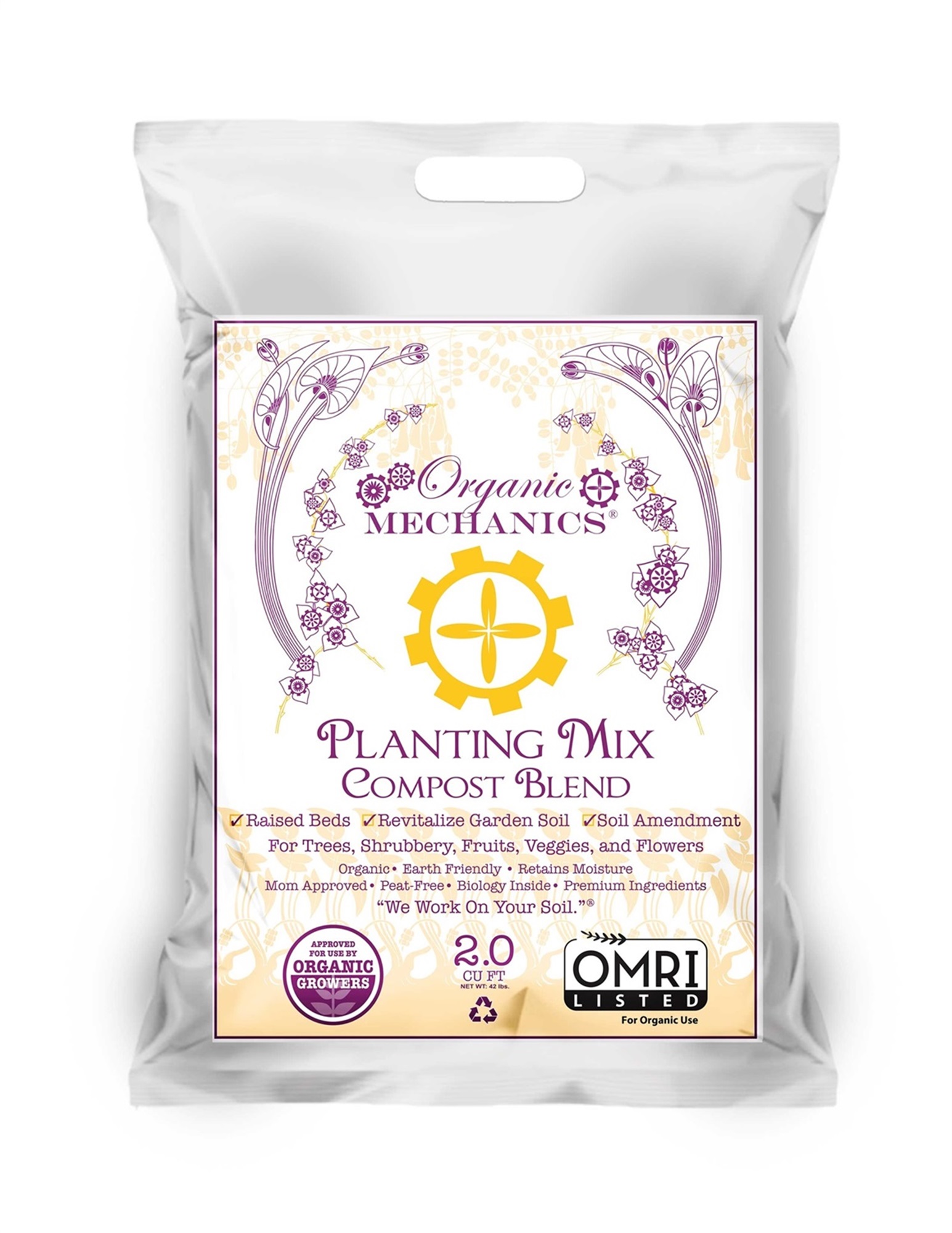 Organic Mechanics Planting Mix Compost Blend Soil Amendment, 2 cu ft