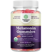 Organic Melatonin Gummies 10mg per Serving - Fast Acting Tasty Sleep Gummies for Adults - Extra Strength Enhanced Sleep Quality & Duration - Non GMO Organic & Vegan (30 Days)