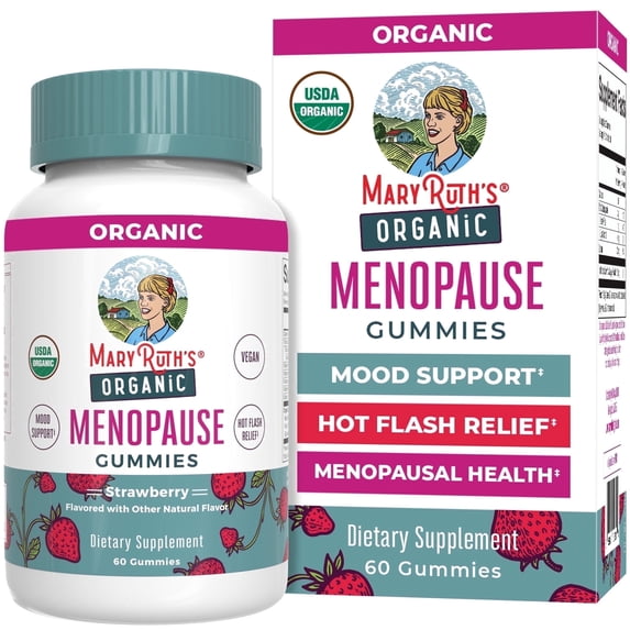 MaryRuth's Women's Menopause Gummies Dietary Supplement, Vitamin D, Folate, Strawberry Flavor, Women's Health, Vegan, Gluten-Free, 60 Count