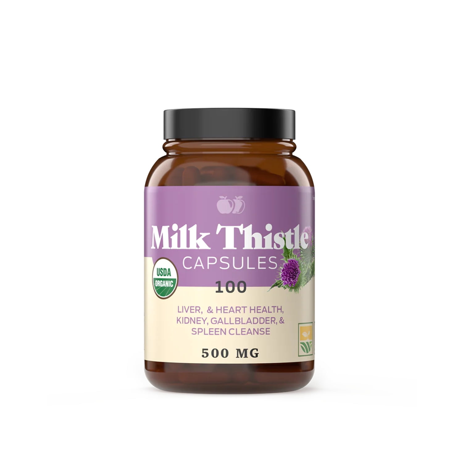 COMPLETE NATURAL PRODUCTS Organic Milk Thistle Capsules - 500 mg Pure Seed Powder 100 Pills Liver Detox, Heart Health, Kidney, Spleen Cleanse