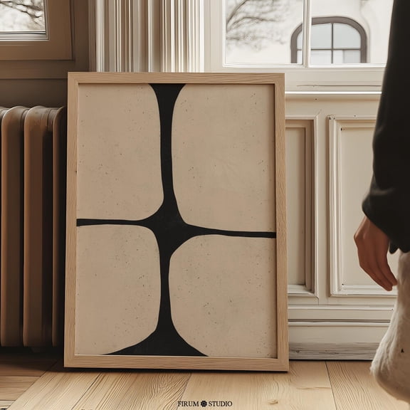 Organic Minimalist Beige And Black Print Wall Art, Modern Abstract Art, Mid Century Modern Minimalist Poster, Wall Art, UNFRAMED PAPER POSTER, Home Decor, Vintage Gift, Living Room Dercor