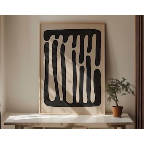 Organic Minimalist Beige Black Wall Art Able Poster Large Abstract Poster Modern Room Decor Minimal Beige Poster 1158, Poster Only