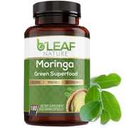 Pure Moringa 180 Capsules 1000mg - Immune System and Energy Booster - Pure Leaf Powder - Vegetarian Caps by B'Leaf Nature