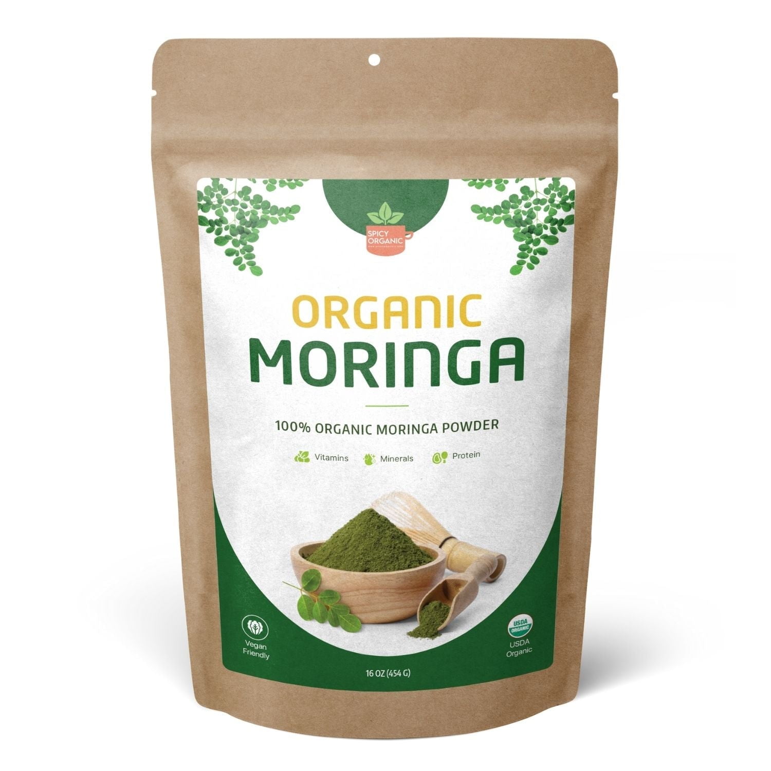 Organic Moringa Powder - Superfood Boost for Smoothies, Tea, and Cooking -  Rich in Vitamins and Minerals