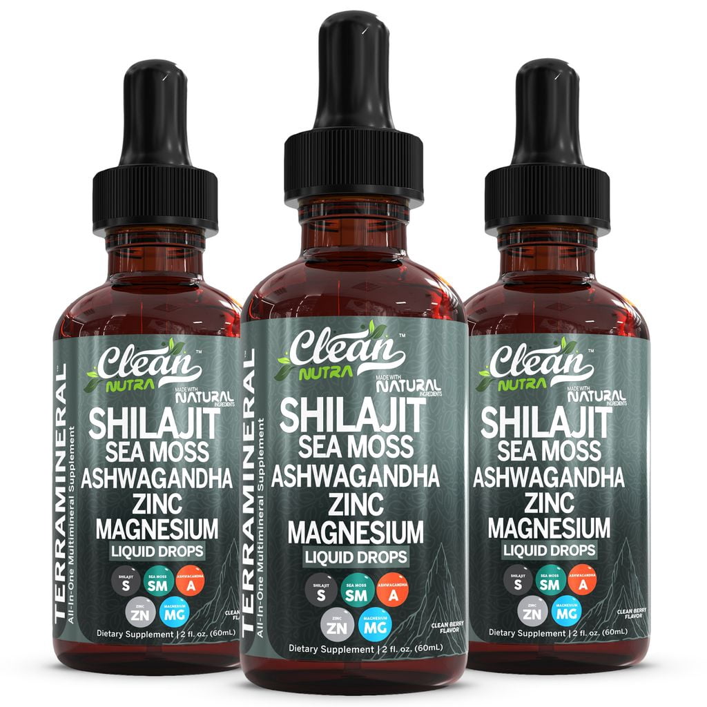 Terra Mineral Shilajit Liquid Drops 2 Pack - Sea Moss Ashwagandha