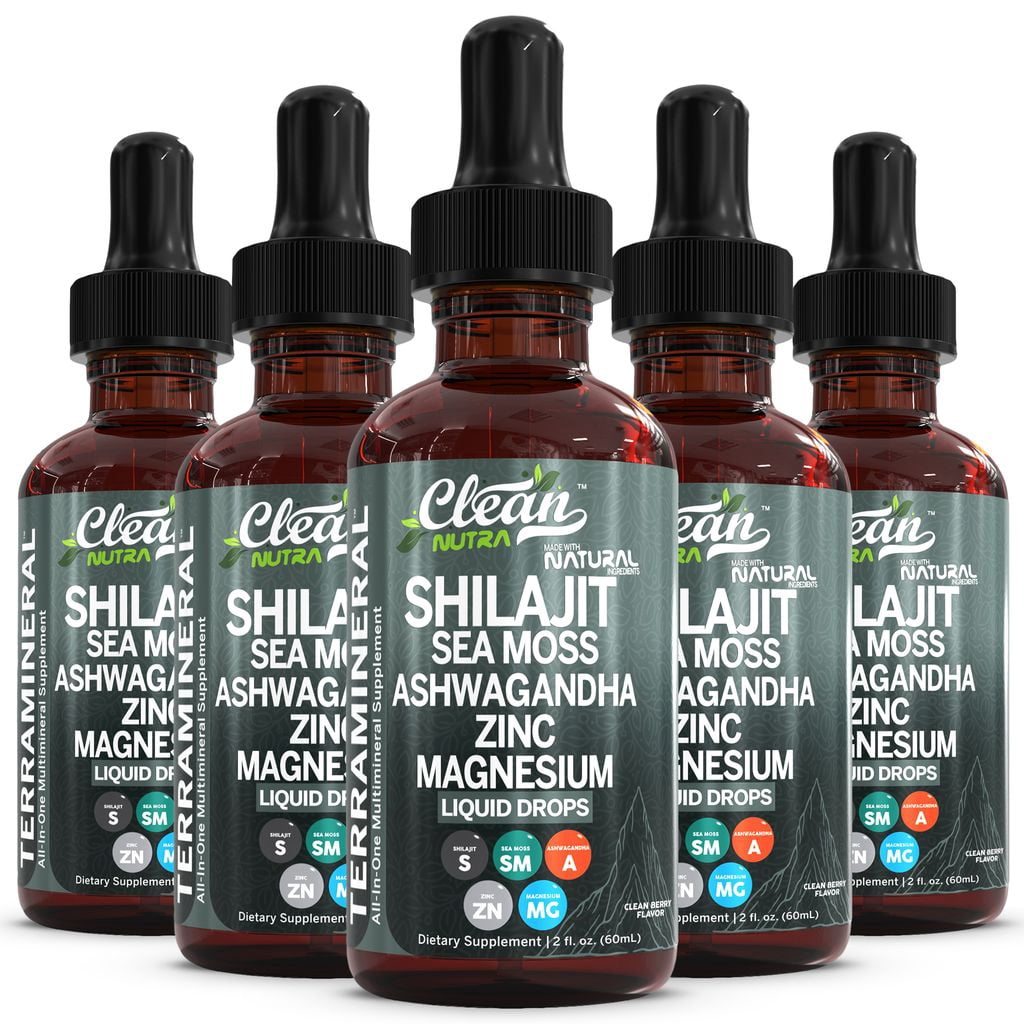 Terra Mineral Shilajit Liquid Drops 5 Pack - Sea Moss Ashwagandha