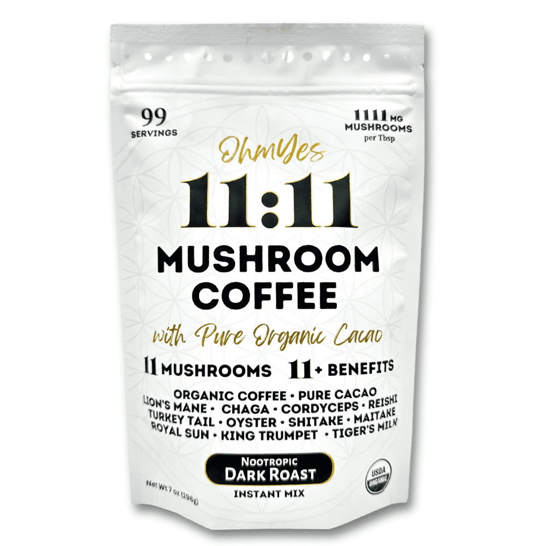 Organic Mushroom Coffee with Cacao – 11x Adaptogenic Mushrooms for Focus, Clarity & Energy – Lion’s Mane, Reishi, Chaga + Nootropic Superfood by OhmYes (7oz) - 99 Servings