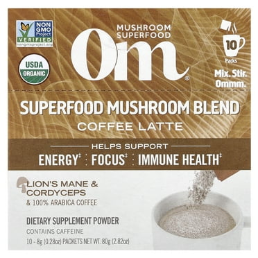 Organic Mushroom Nutrition Mushroom Coffee Latte Blend 10 Pkts