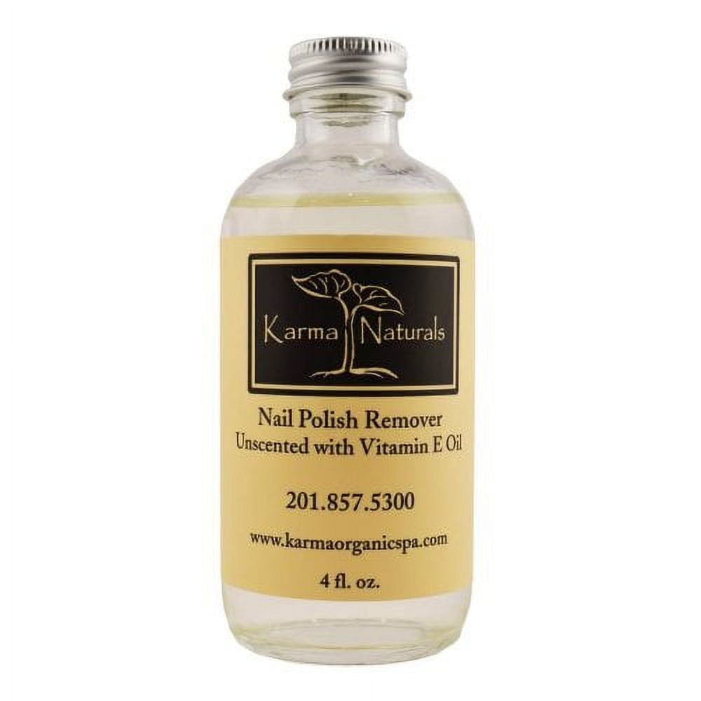 Karma Organic Nail Polish Remover, Soybean Oil & Tea Tree Oil, Non-Toxic, Vegan, Cruelty-Free, Acetone-Free, Yellow, 4 fl oz