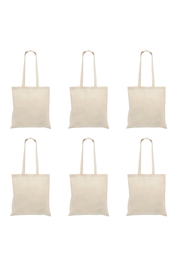Organic Natural Cotton Tote Bag - 6 Pack - Eco Friendly Reusable Tradeshow Conference Gift Tote - Natural