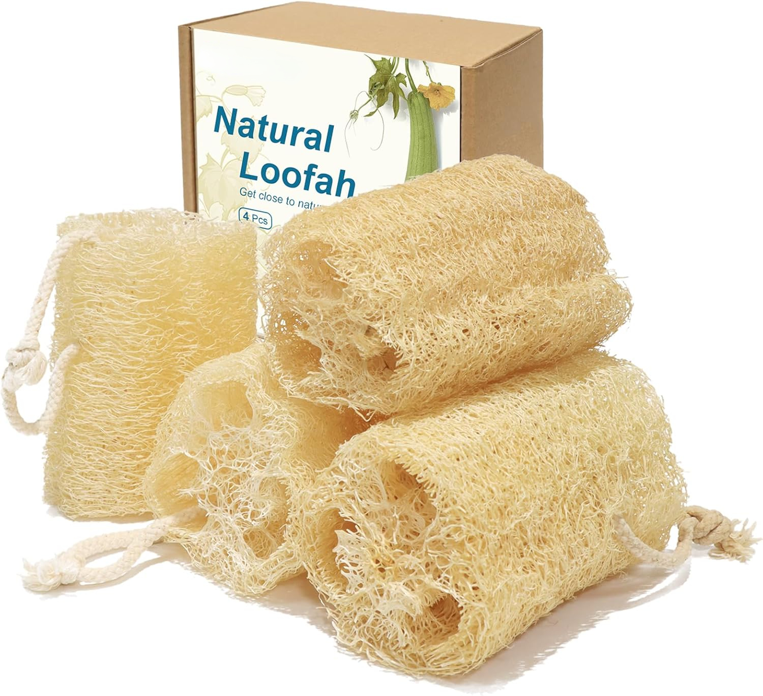 Organic Natural Loofah Sponges 4 7 Luffa Spa Pack Of 4 Exfoliating