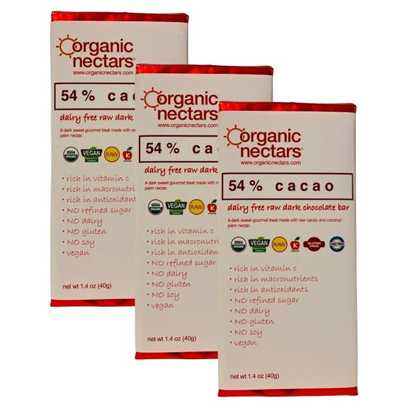 Organic Nectarts Raw Chocolate Bar 54% Cacao 3 pack of 1.4 oz
