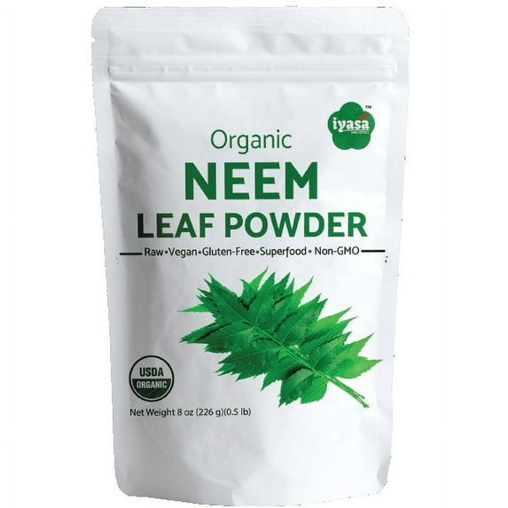 Organic Neem Leaf Powder ( Azadirachta Indica ) Ayurveda herb Supports Blood and Liver Purification Resealable Pouch 8 OZ / 226 GM