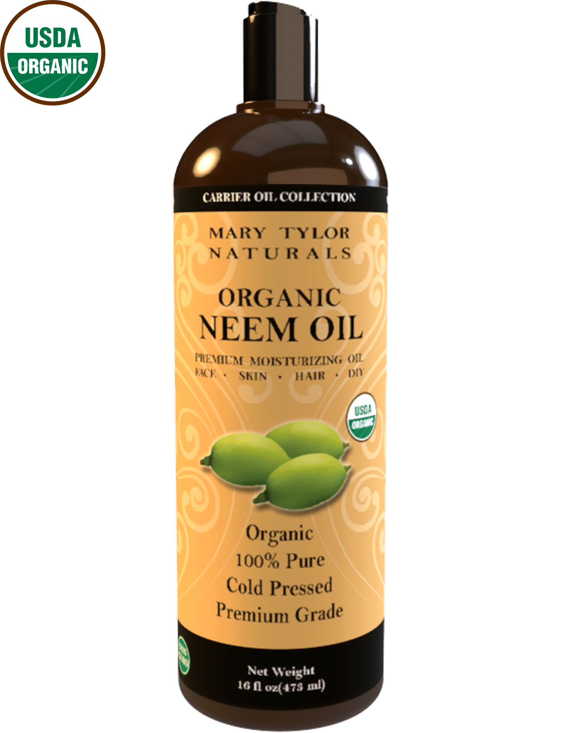 Organic Neem Oil 16 oz USDA Certified by Mary Tylor Naturals, Premium