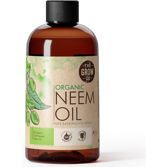 Organic Neem Oil - Pure Concentrate, Cold Pressed for Plants Indoor and Outdoor - Leaf Shine Spray (8 oz)