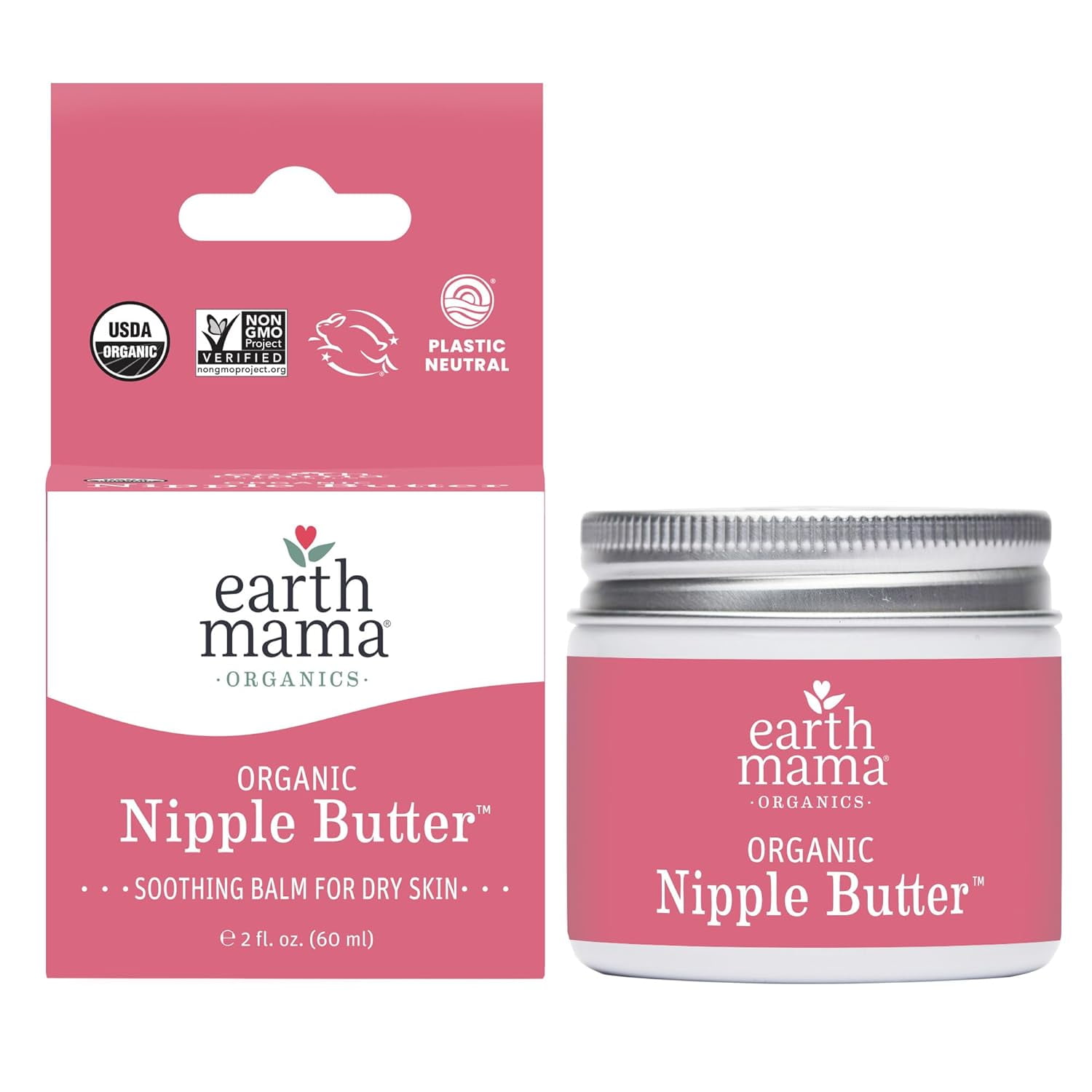 Organic Nipple Butter Breastfeeding Cream by Earth Mama , Lanolin-free,  Postpartum Essentials Safe for Nursing, Non-GMO Project Verified, 2-Fluid  Ounce 2 Fl Oz (Pack of 1) 