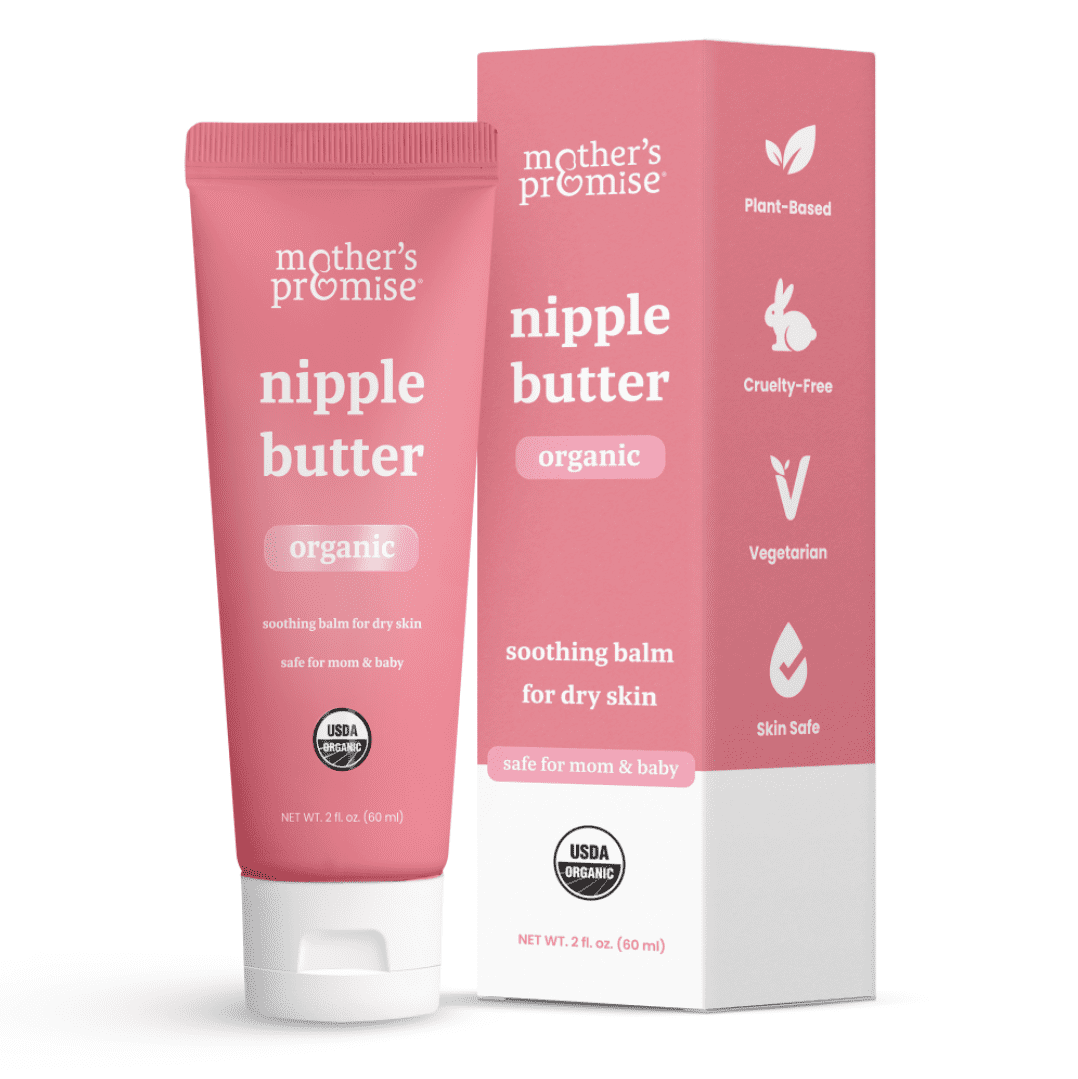 Organic Nipple Cream for Breastfeeding Mothers | Lanolin Free Nipple Butter, Safe for Nursing Moms & Babies | No Need to Wash Balm for Dry Skin & Breast Feeding, Breastfeeding Essentials, 2oz.