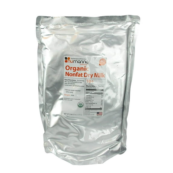 Organic Nonfat Dry Milk Powder USDA Organic 40 Serving Pouch. 10+ Shelf Life Condensed Powdered Milk