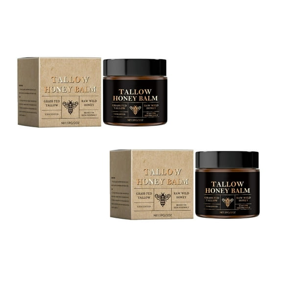 Organic Nourishing Skin Tallow Balm Long Lasting Moisturizing Smooth Facial for Dry and Sensitive Skin Honey Face Body Skin Care 2PCS
