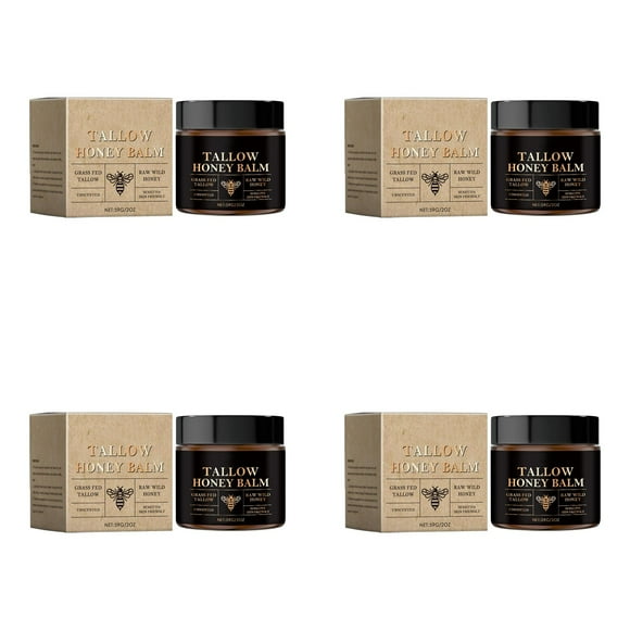 Organic Nourishing Skin Tallow Balm Long Lasting Moisturizing Smooth Facial for Dry and Sensitive Skin Honey Face Body Skin Care 4PCS